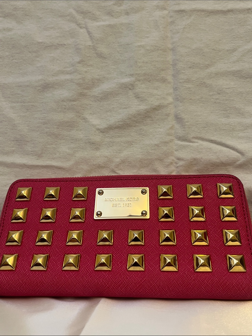 Michael Kors Pink Pyramid Long Wallet